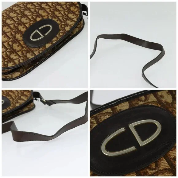 Christian Dior Trotter Canvas Shoulder Bag Brown Gold Auth 141785 - Picture 16 of 16